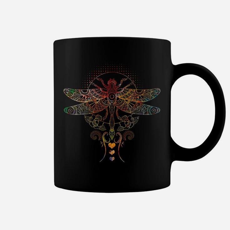 Colorful Mandala Dragonfly  - Lotus Flower Tee Coffee Mug