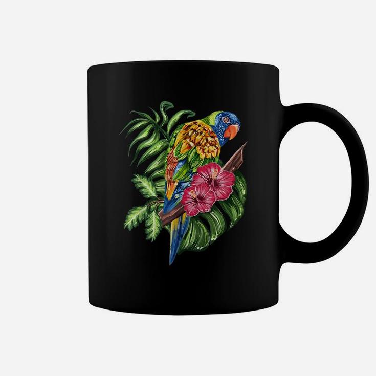 Colorful Parrot Bird Tropical Flower Coffee Mug
