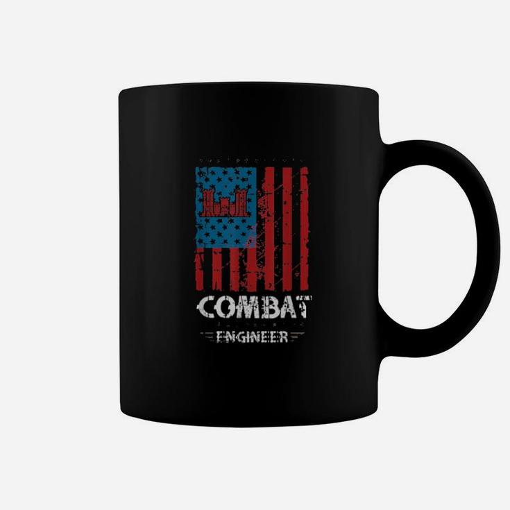 Combat Engineer  American Flag Distressed  Us Military Coffee Mug