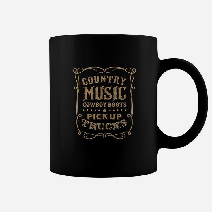 Country Music Cowboy Boots And Pick Up Trucks Coffee Mug