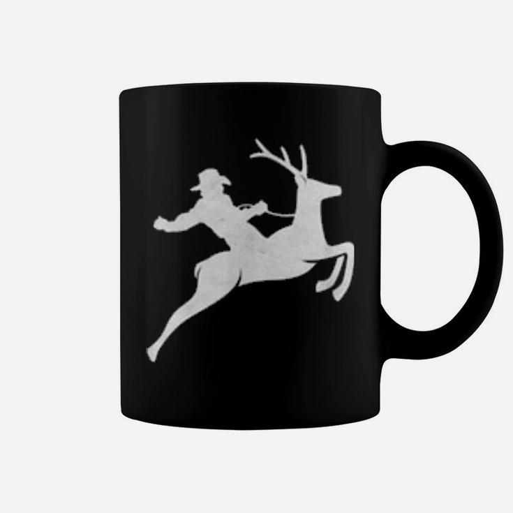Cowboy Riding A Deer Distressed Coffee Mug