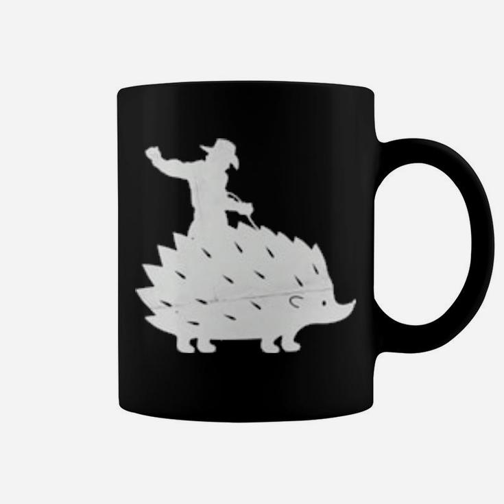 Cowboy Riding A Hedgehog Distressed Coffee Mug