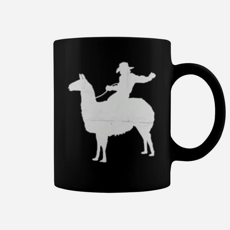 Cowboy Riding A Llama Distressed Coffee Mug