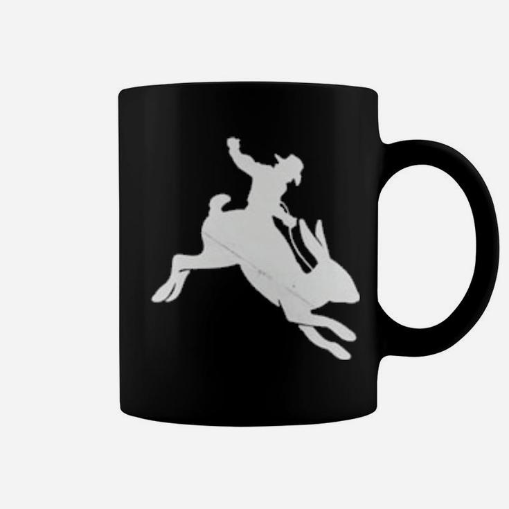 Cowboy Riding A Rabbit Distressed Coffee Mug