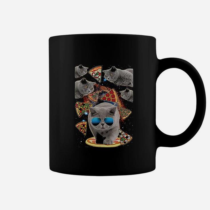 Crazy Space Pizza Cat Funny Coffee Mug