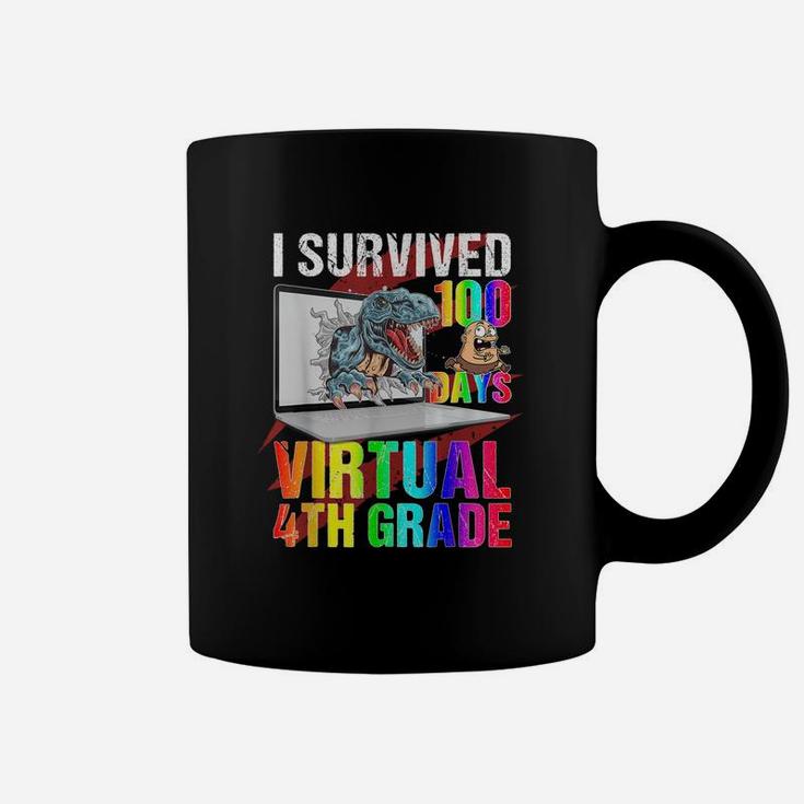 Custom I Survived 100 Days Of Virtual Grade Dinosaur Coffee Mug