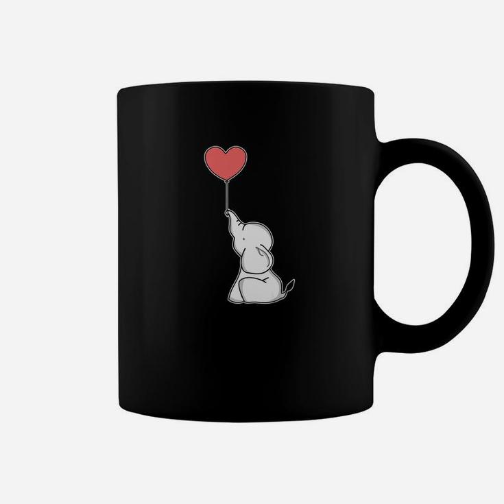 Cute Baby Elephant With Heart Balloon Love Coffee Mug