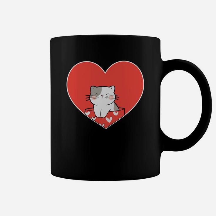 Cute Cat Love Heart Valentines Day Gift Happy Valentines Day Coffee Mug
