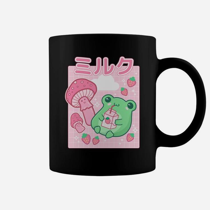 Cute Cottagecore Frog Strawberry Retro 90S Kawaii Aesthetic Coffee Mug