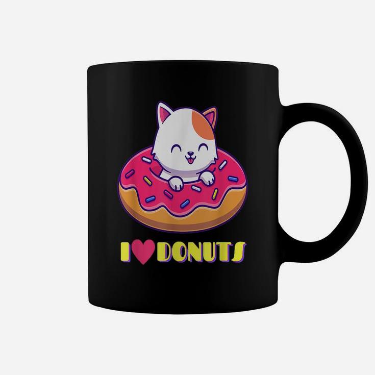 Cute Cuddly Kitty I Love Donuts Food - Cat Lovers For Girls Coffee Mug