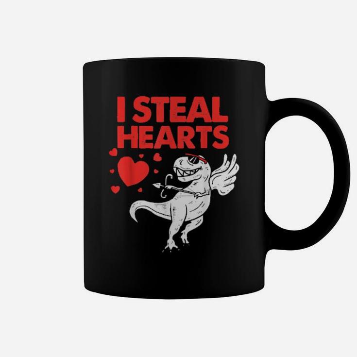 Cute Cupid Trex Dinosaur Boys Valentines Day I Steal Hearts Coffee Mug