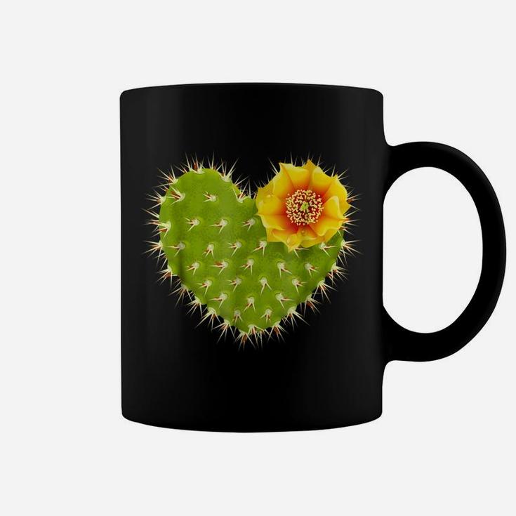 Cute Giant Cactus Heart With Yellow Desert Flower Coffee Mug