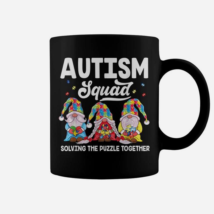Cute Gnomes Holding Puzzle & Ribbon Support Autism Awareness Coffee Mug