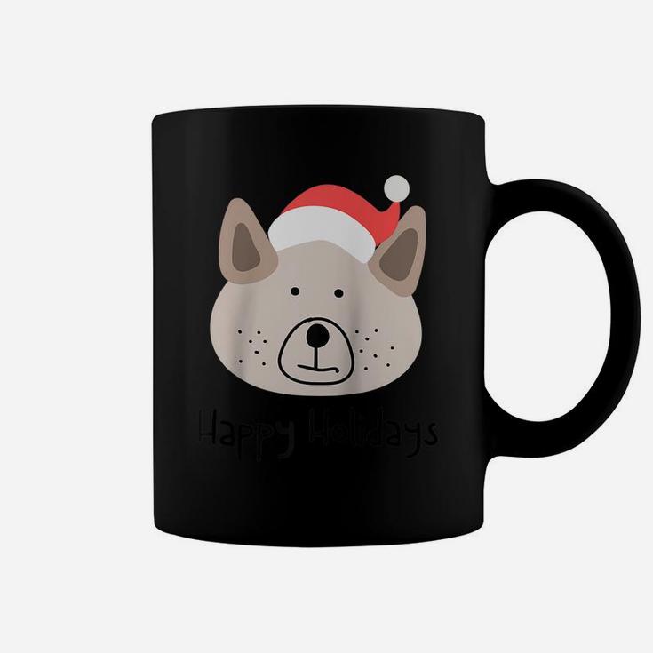 Cute Hand-Drawn Dog Holiday Puppy With Funny Santa Hat Raglan Baseball Tee Coffee Mug