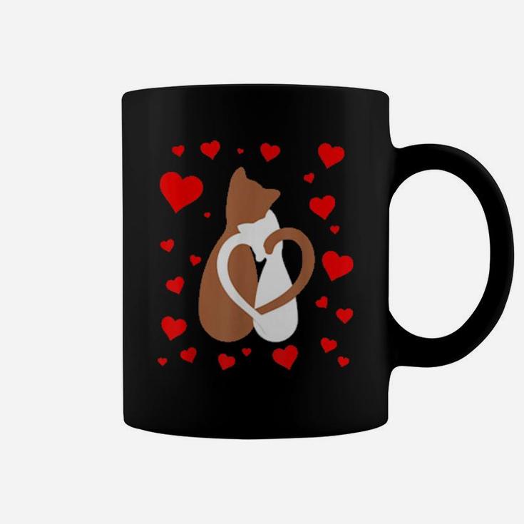 Cute Heart Love Cat Valentines Two Cats Coffee Mug