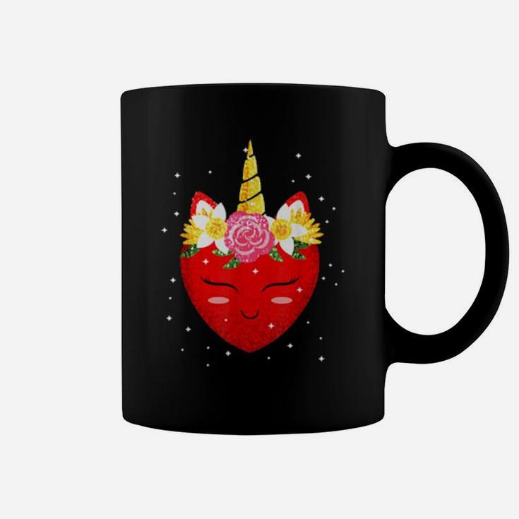 Cute Heart Unicorn Face Valentines Day Girls Coffee Mug