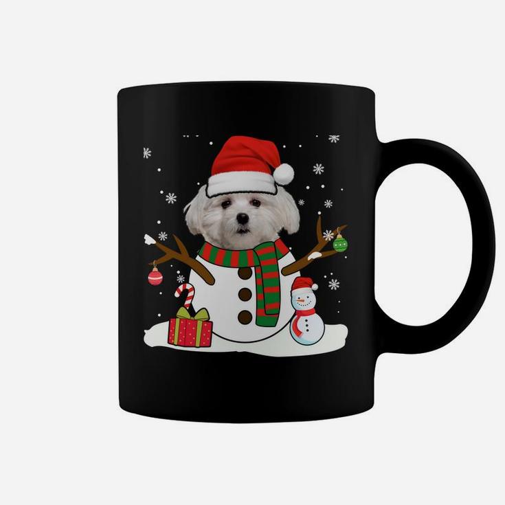 Cute Maltese Christmas Pajama Snowman Dog Lover Coffee Mug