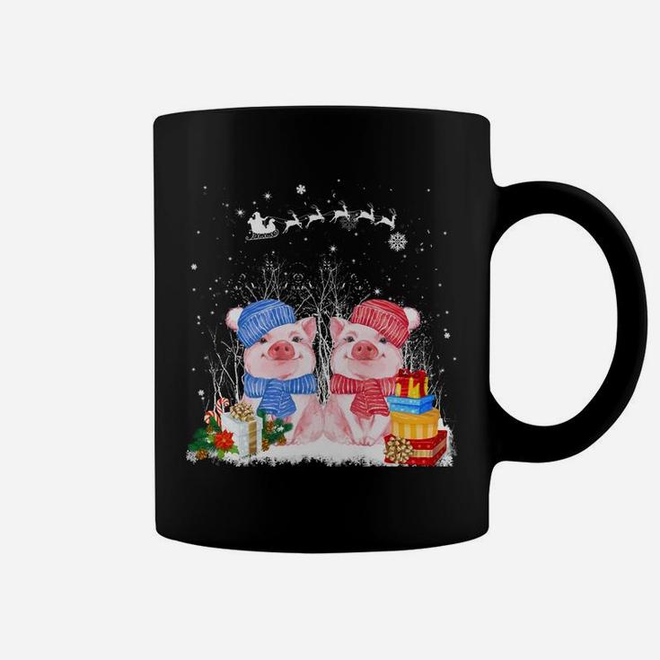 Cute Pig On Snow Merry Christmas Pig Loves Farm Gifts Sweatshirt Coffee Mug