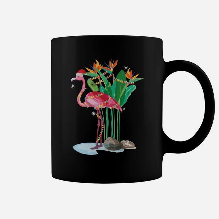 Cute Pink Flamingo Christmas Lights Xmas Tree Gift Sweatshirt Coffee Mug