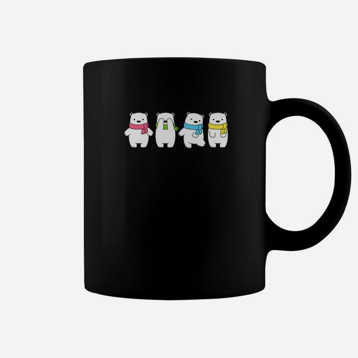 Cute Polar Bears Four Little Bears With Scarf Coffee Mug