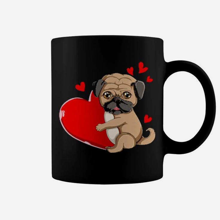 Cute Pug Valentines Day Holding Heart My Valentine Girl Coffee Mug