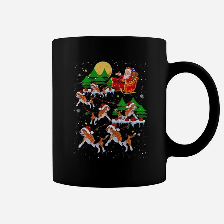 Cute Reindeer Beagle Pull Santas Sleigh Xmas Gift Coffee Mug