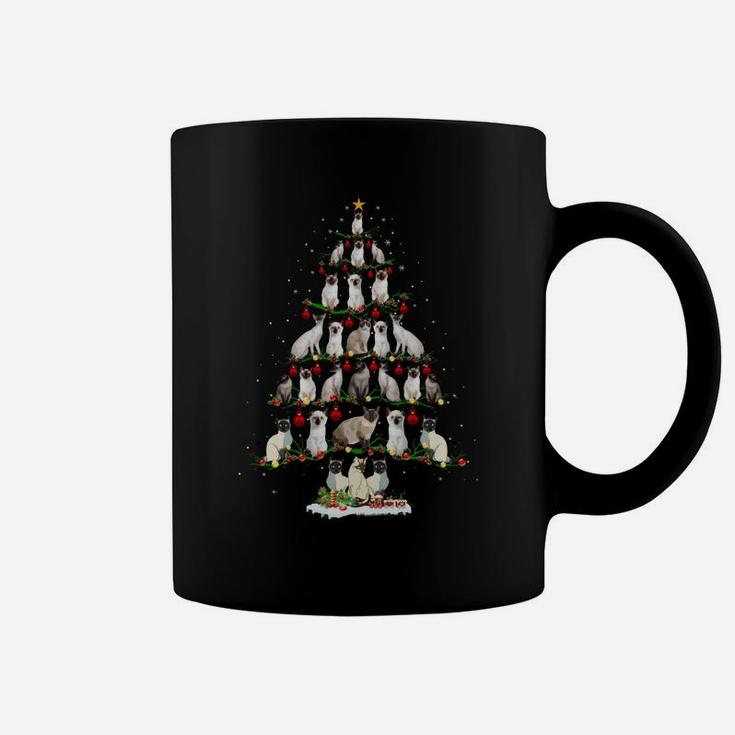 Cute Siamese Cats Tree  Merry Christmas Cat Lover Gift Coffee Mug