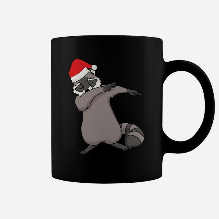 Dabbing Raccoon With Santa Claus Hat Christmas Dab Dance Coffee Mug