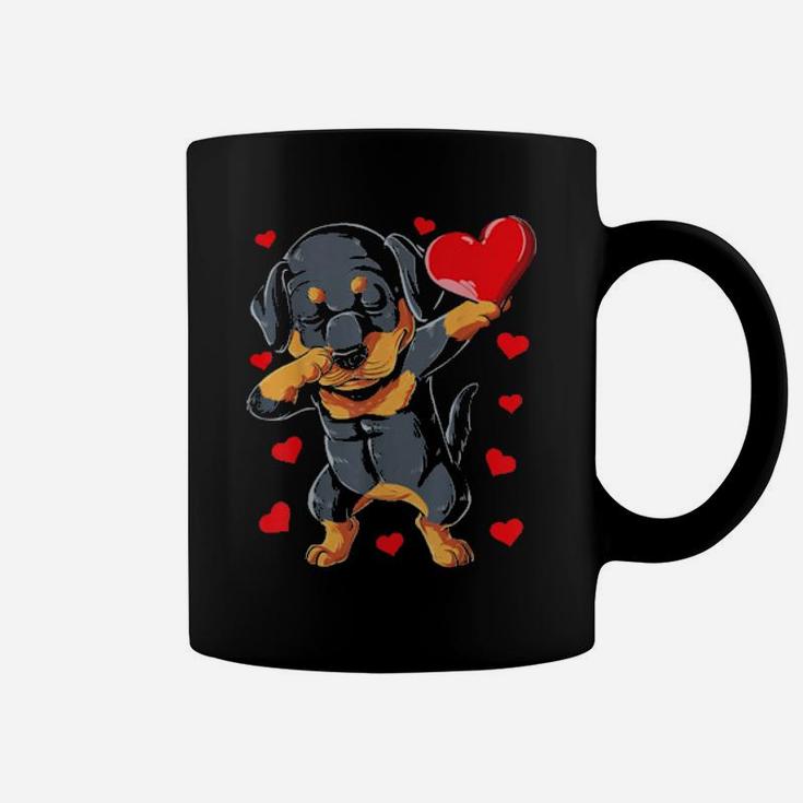 Dabbing Rottweiler Valentines Day  Dog Lover Heart Boys Coffee Mug