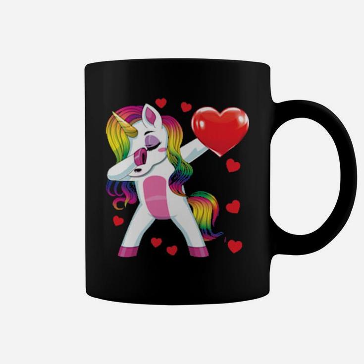 Dabbing Unicorn Heart Valentines Day Girls Coffee Mug