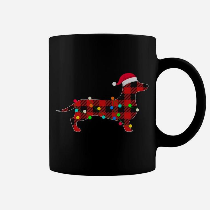 Dachshund Christmas Lights Funny Red Plaid Dog Dad Mom Sweatshirt Coffee Mug