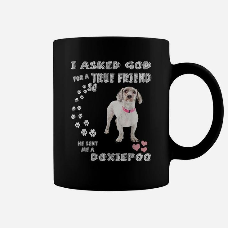 Dachshund Poodle Dog Mom, Doxiedoodle Dad Art, Cute Doxiepoo Coffee Mug
