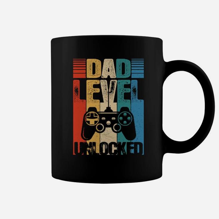 Dad Level Unlocked Pregnancy Announcement Retro Coffee Mug