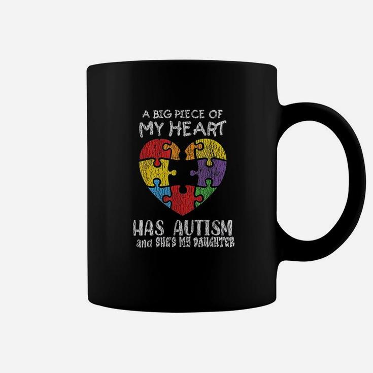 Dad Mom Daughter Autistic Kids Awareness Coffee Mug