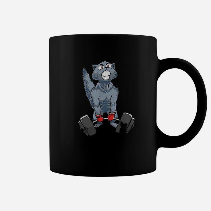 Deadlifting Cat Weightlifters Gym Workout Coffee Mug
