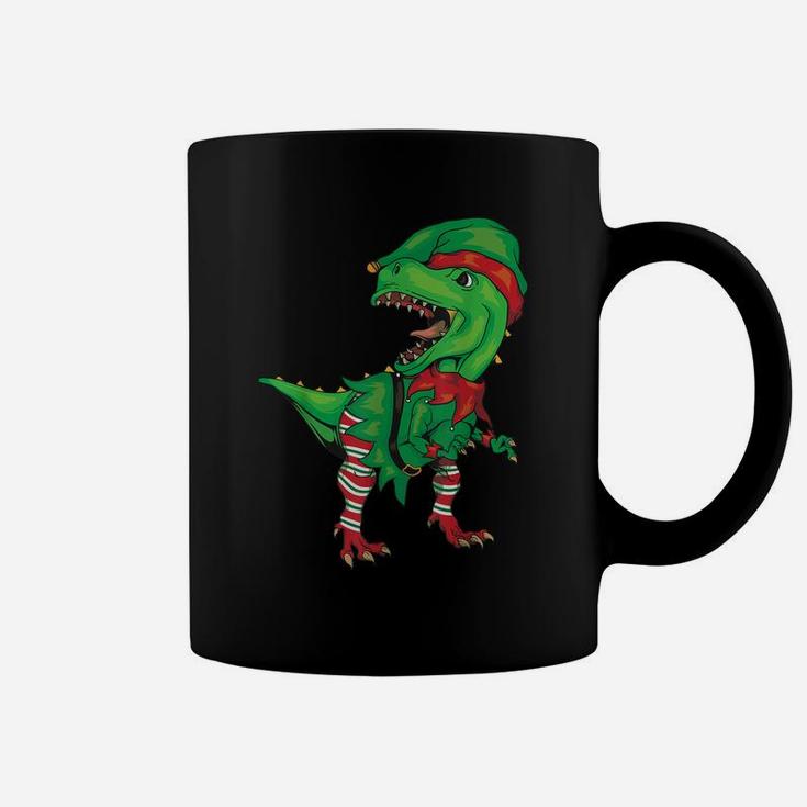 Dinosaur In Elf Costume Christmas Shirt | Gnome T-Rex Gift Coffee Mug