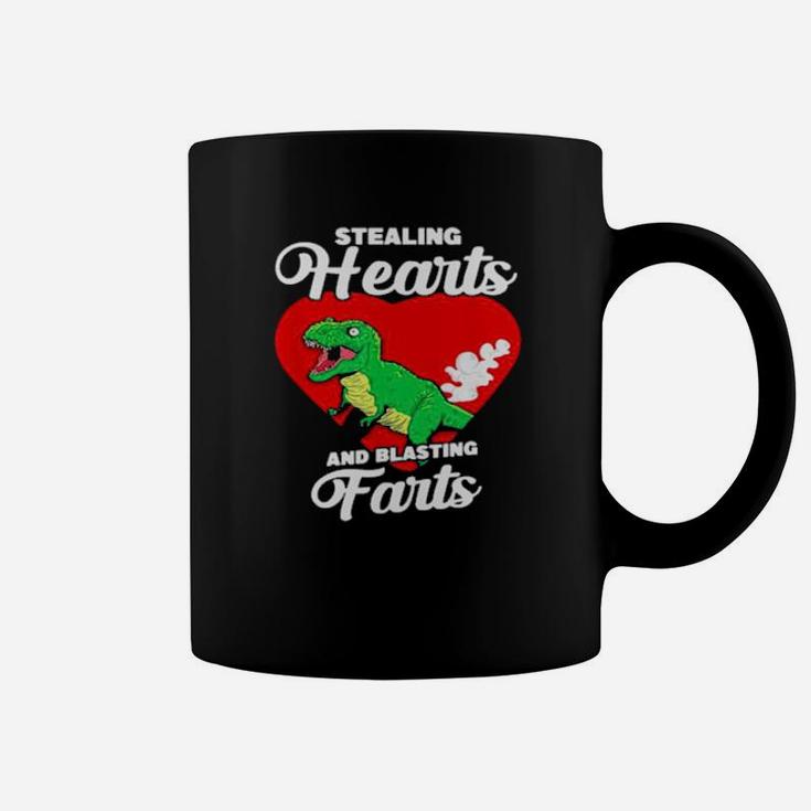Dinosaurs Stealing Hearts And Blasting Farts Valentines Day Coffee Mug