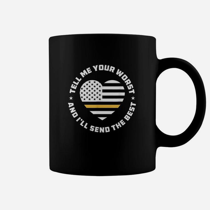 Dispatcher Usa Flag Heart Thin Yellow Proud Line American Coffee Mug