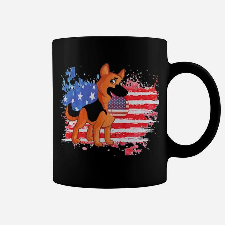 Distressed American Flag German Shepherd Coffee Mug