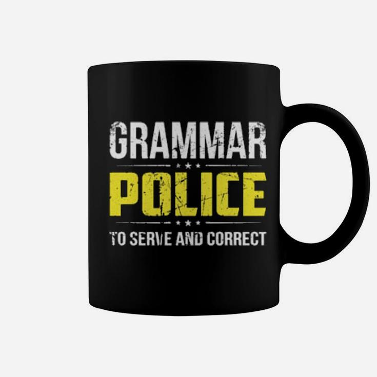 Distressed Grammar Police To Serve And Correct Coffee Mug