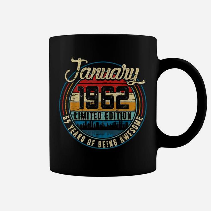 Distressed Retro January 1962 59Th Birthday Gift 59 Yrs Old Coffee Mug