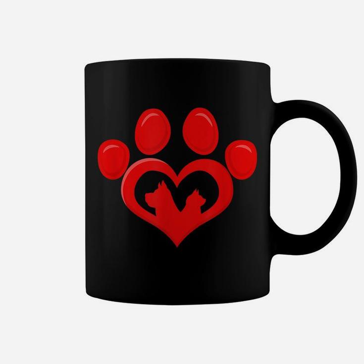 Dog And Cat Paw Love Heart For Dog And Cat Lovers Women's Coffee Mug