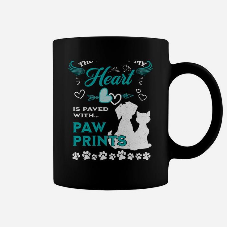 Dog Lovers The Road To My Heart Is Paved With Paw Prints Cat Coffee Mug