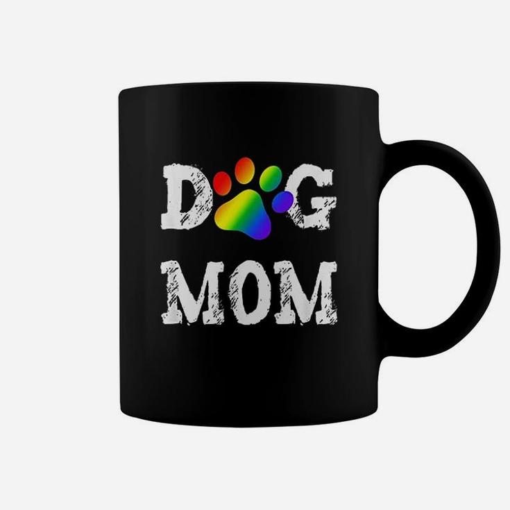 Dog Mom Dog Lover Rainbow Puppy Paw Coffee Mug