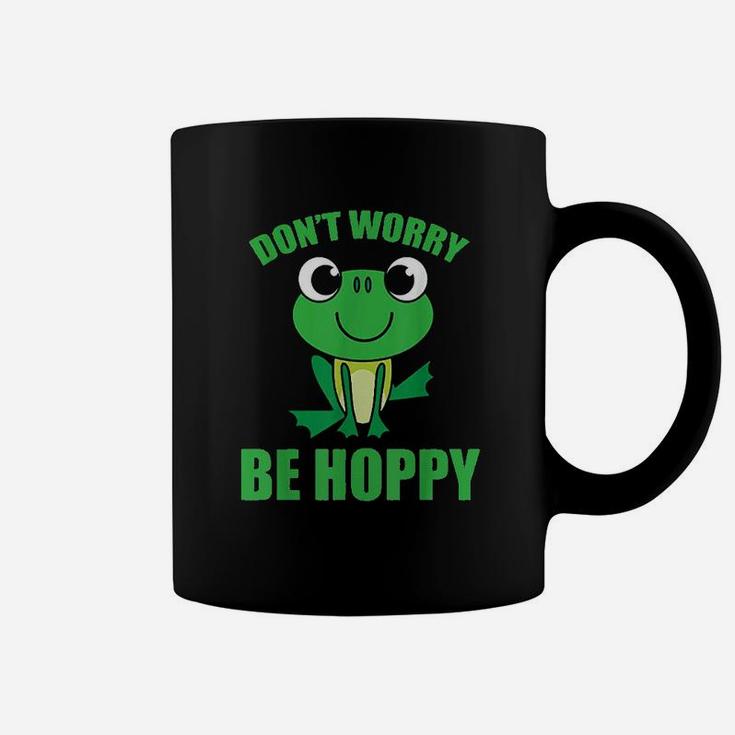 Dont Worry Be Hoppy  Cute Crazy Frog Coffee Mug