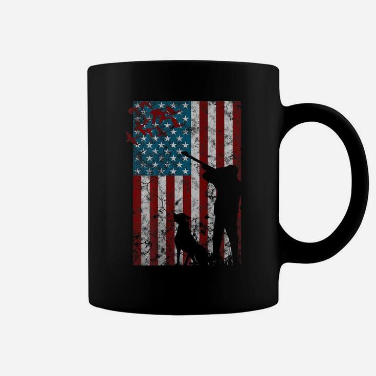 Duck Hunting Distressed Patriotic Gift American Usa Flag Coffee Mug