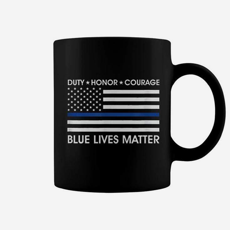 Duty Honor Courage Blue Lives Matter American Flag Coffee Mug