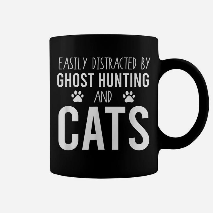 Easily Distracted By Ghost Hunting And Cats | Paranormal Coffee Mug
