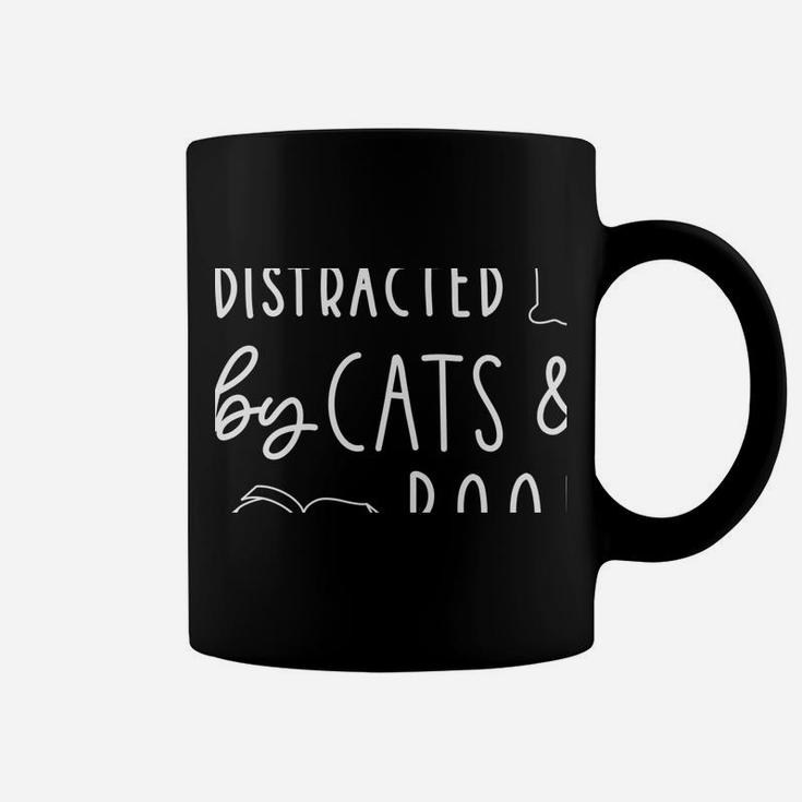 Easily Distracted Cats And Books Funny Gift For Cat Lovers Sweatshirt Coffee Mug