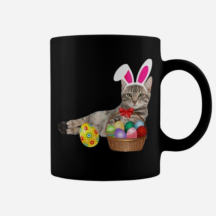 Easter Shirt Cat Funny Bunny Ears & Eggs Gift Coffee Mug